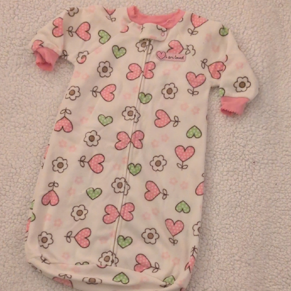 Child of Mine Floral and Heart Sleep Sack - Cream, Pink, Green